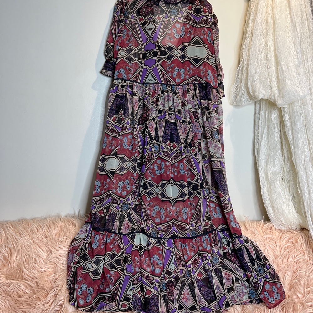 Free People Carmella Geometric Printed Flowy Chiffon Maxi Dress - Picture 8 of 8